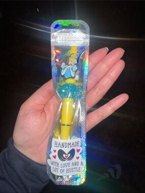Cinderella Yellow and Blue Cute Pen with Bead Charm